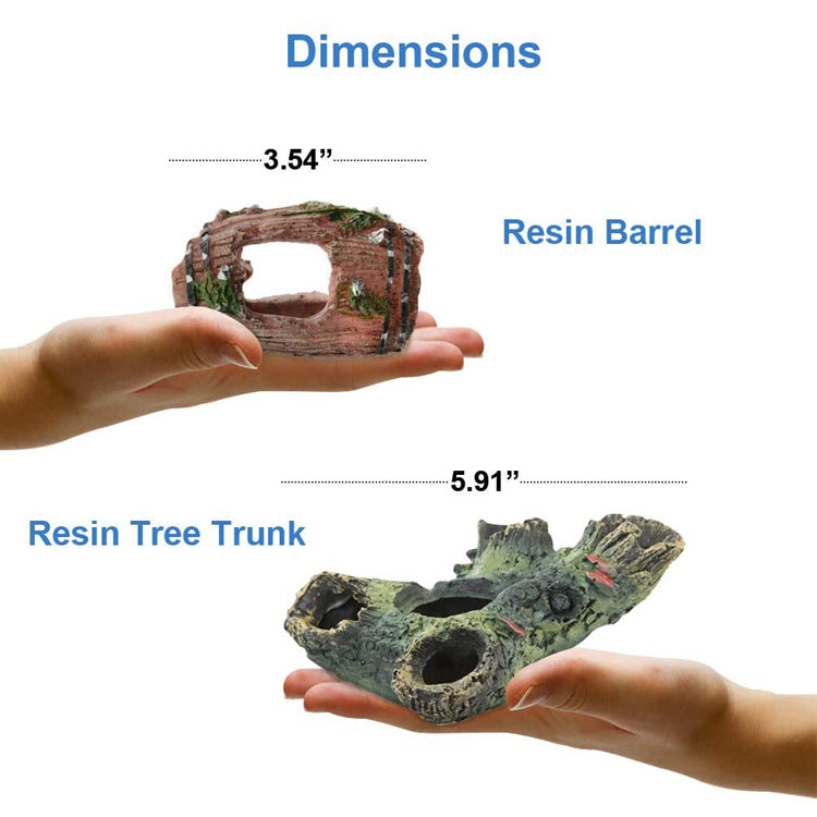 Aquarium Baril Artificiel Grotte Résine Ornements Décorations Paysage Accessoires Pour Aquarium Décoration Fond