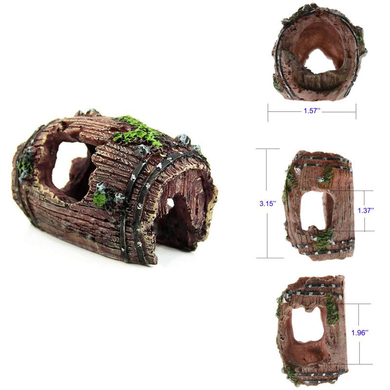 Aquarium Baril Artificiel Grotte Résine Ornements Décorations Paysage Accessoires Pour Aquarium Décoration Fond