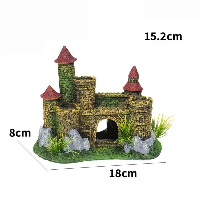 【F】1Pcs Aménagement Paysager Résine Rocaille Aquarium Rocaille Décoration de Maison Créative Forme de Château Ornements de Réservoir de Poissons Décoration