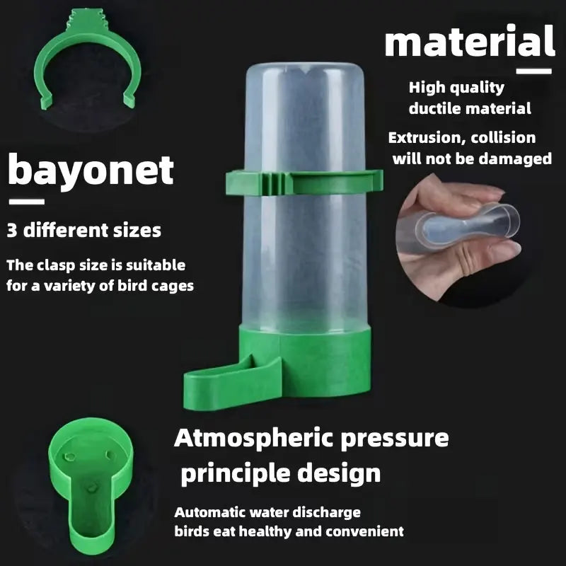 2 Automatic Bird Waterers and Feeders, Anti-Spill Water Bottles and Cups for Parrots and Pets