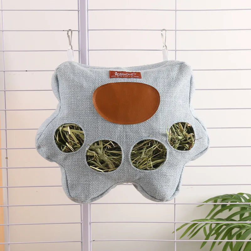 Mangeoire à foin pour lapins, à suspendre, grande capacité, anti-mastication, pour petits animaux, pochette durable, râtelier à foin pratique pour rongeurs