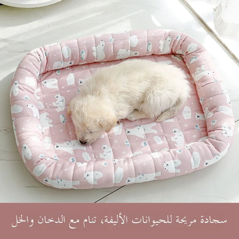 Pet Cooling Pad Ice Silk Country Style Dog Bed Comfortable Mat for Cats And Dogs Universal Summer Cooling Nest