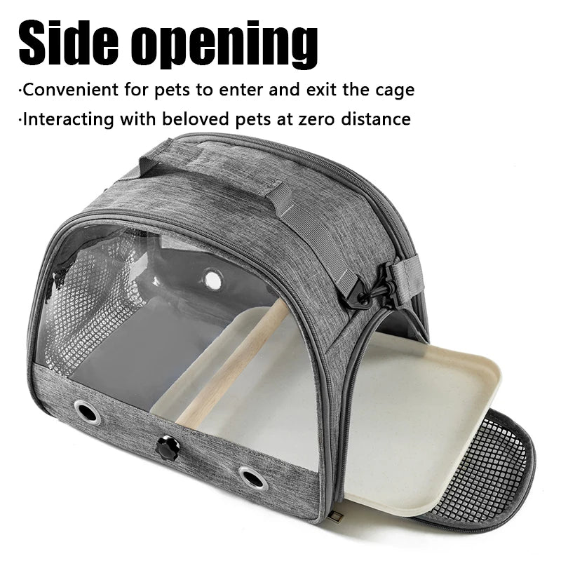 Cage de transport portable pour oiseaux avec plateau Petite cage multifonctionnelle pour perroquets Sac de transport pour oiseaux d'extérieur pour chats