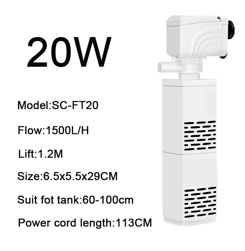 3 in 1 Aquarium Filter Pump Silent Fish Tank Submersible Air Oxygen Aerator Aquarium Air Pump Water Changer Pump Wave Maker 220v