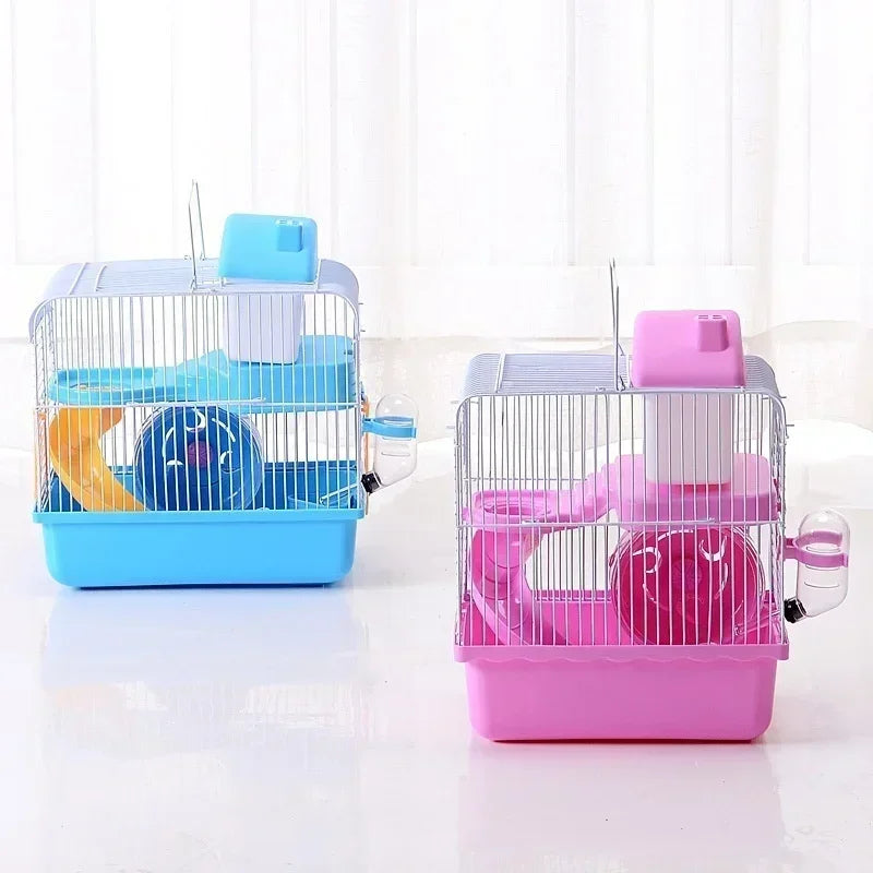 Petite cage de château pour hamster, cage extérieure pour animaux, cage portable, cage de château double couche pour hamster doré et ours.