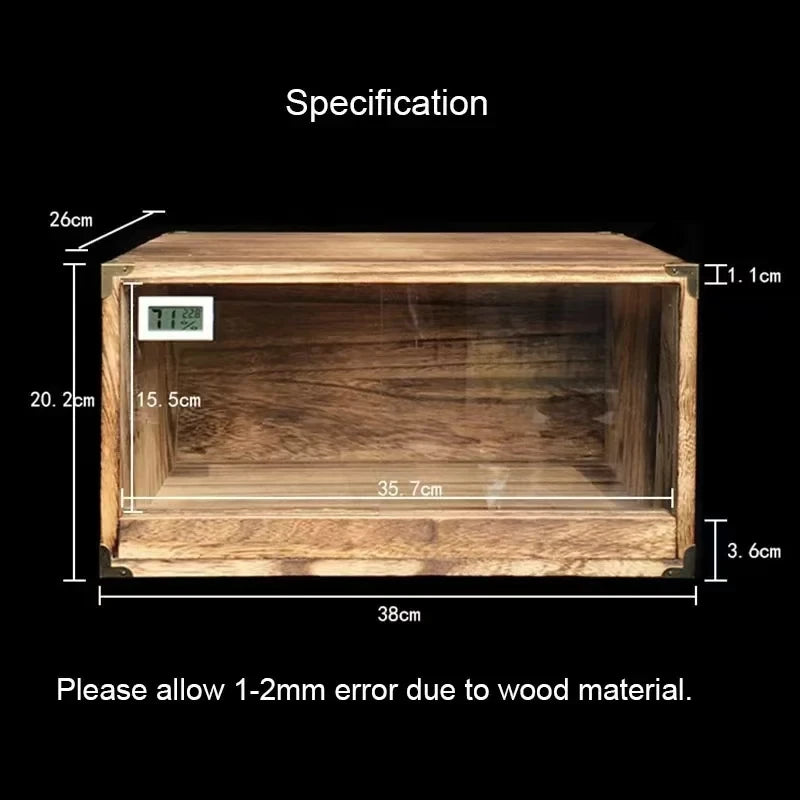 Natural Wood Reptile Pet Breeding Box Crawling Pet Feeding Box Lizard Scorpion Snake Box Pet House Insulation Box