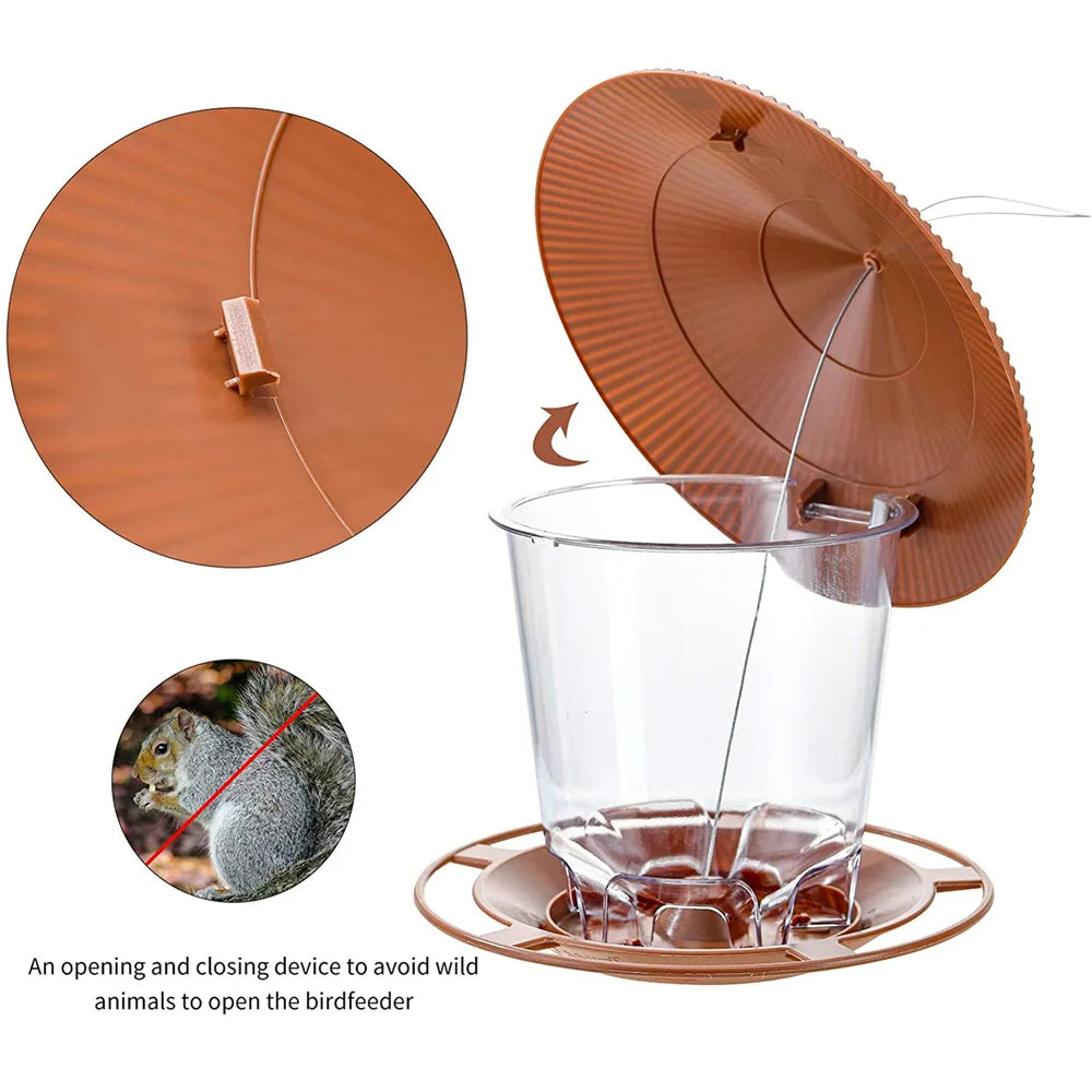 Mangeoire à oiseaux automatique, outil d'alimentation au pied, mangeoire à oiseaux extérieure suspendue, distributeur d'écrous à trous multiples, récipient alimentaire