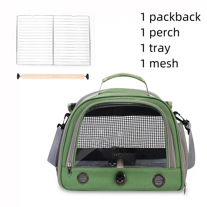 Sac de transport pour oiseaux avec perchoir pour perruche, inséparable, perroquet gris africain, calopsitte, caïque, conure, quaker, sac de voyage pour animaux de compagnie, idéal pour la randonnée