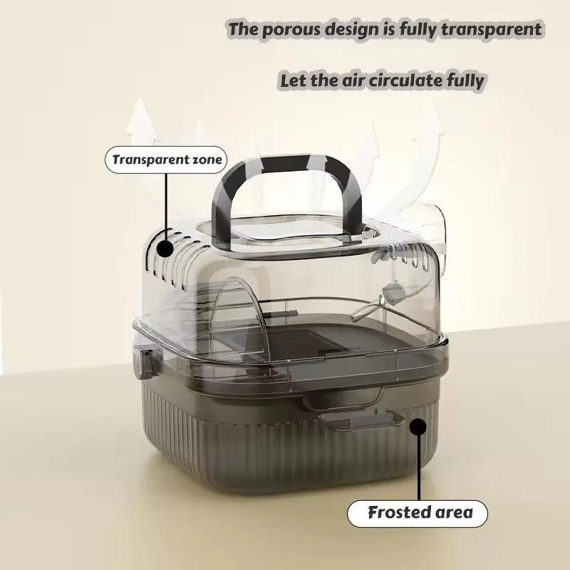 Cage de transport portable pour hamster, chinchilla, avec grande coque transparente à ouverture rapide et bouteille d'eau, boîte d'élevage pour animaux de compagnie, cochon d'Inde