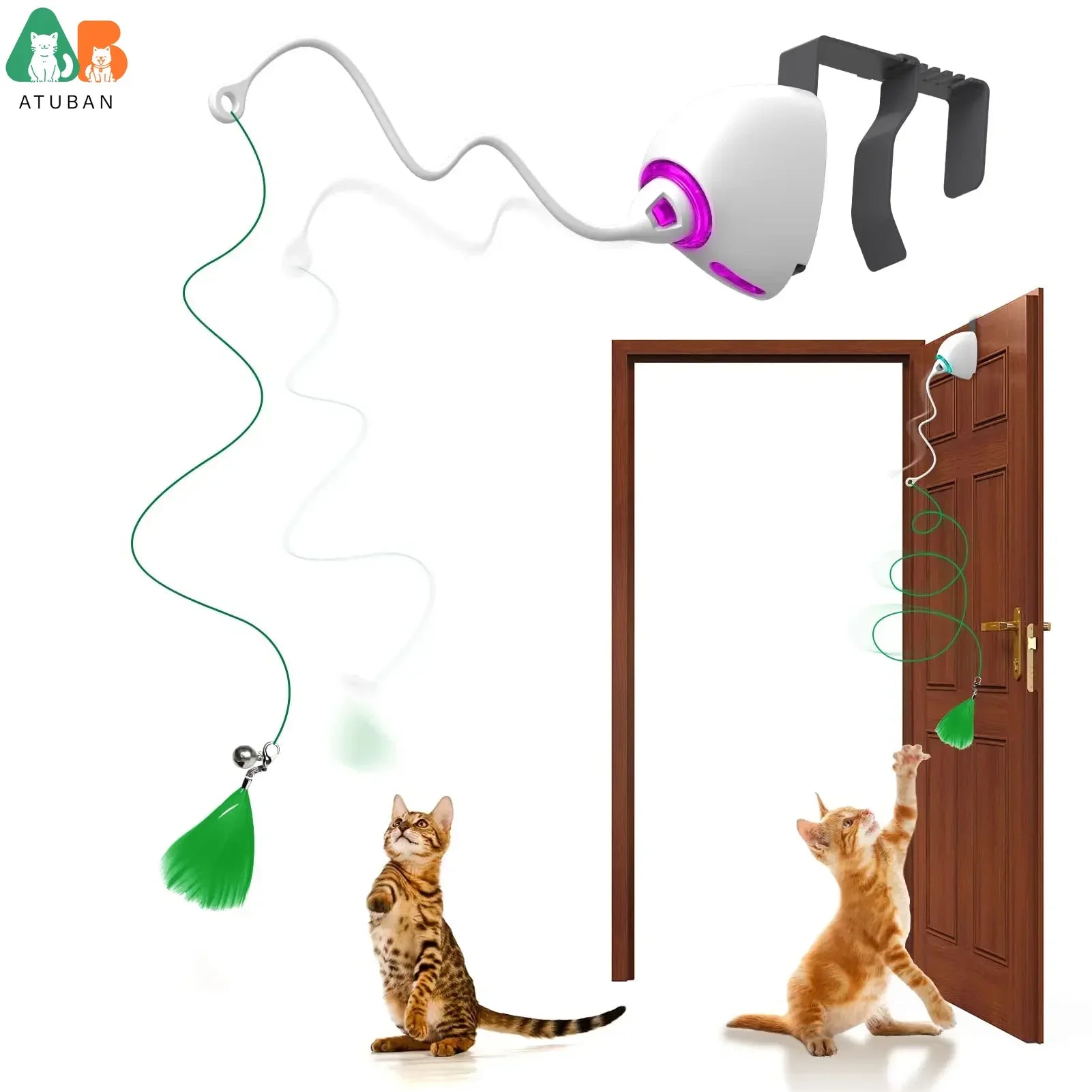 Jouet électrique pour chat à corde automatique, jouets interactifs à suspendre pour chaton, bâtons attrape-chat à mouvement aléatoire