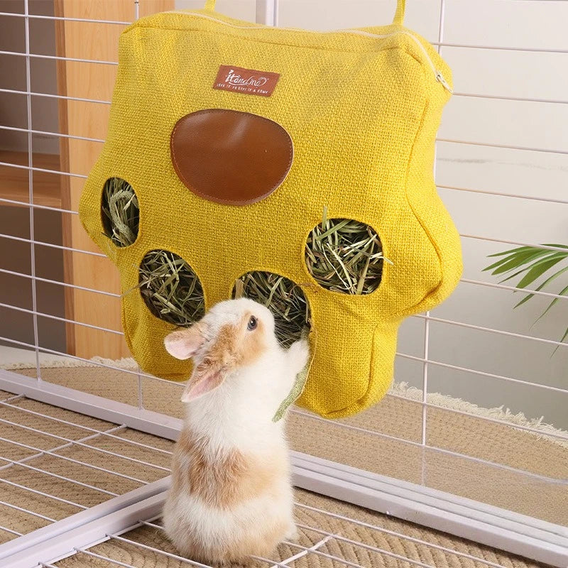 Mangeoire à foin pour lapins, à suspendre, grande capacité, anti-mastication, pour petits animaux, pochette durable, râtelier à foin pratique pour rongeurs