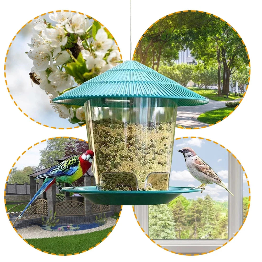 Mangeoire à oiseaux automatique, outil d'alimentation au pied, mangeoire à oiseaux extérieure suspendue, distributeur d'écrous à trous multiples, récipient alimentaire