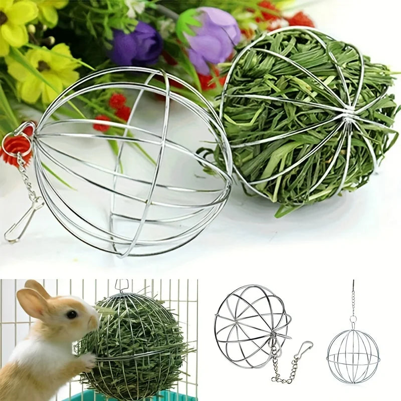 Balle de mangeoire à herbe pour lapins en acier inoxydable pour petits animaux de compagnie - Outil d'alimentation facile pour une digestion saine