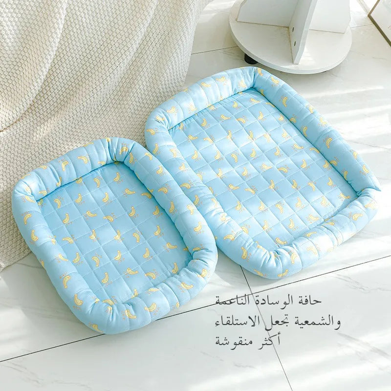 Pet Cooling Pad Ice Silk Country Style Dog Bed Comfortable Mat for Cats And Dogs Universal Summer Cooling Nest