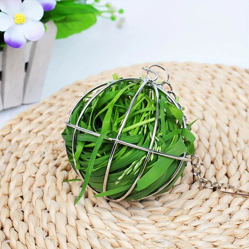 Balle de mangeoire à herbe pour lapins en acier inoxydable pour petits animaux de compagnie - Outil d'alimentation facile pour une digestion saine