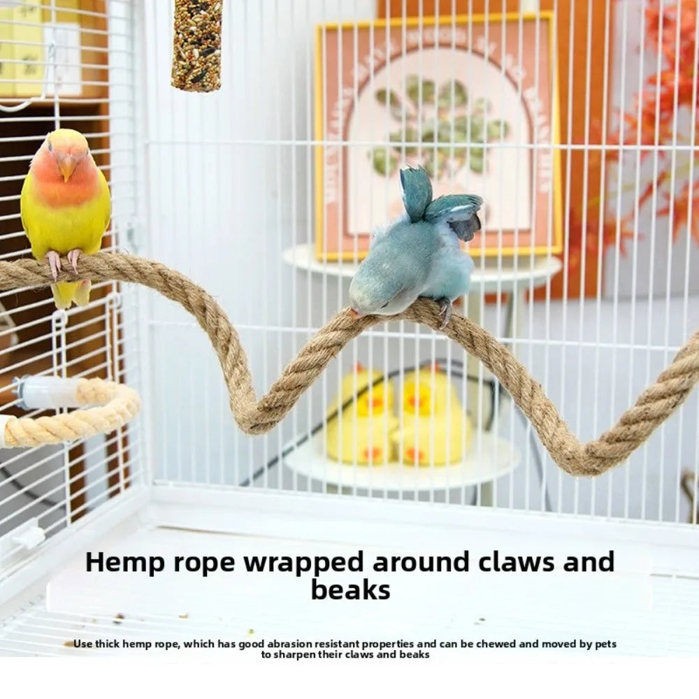 Perchoir à oiseaux en corde de lin antidérapant, pliable, à faire soi-même, avec ventouse, jouet d'escalade stable pour petits et moyens oiseaux