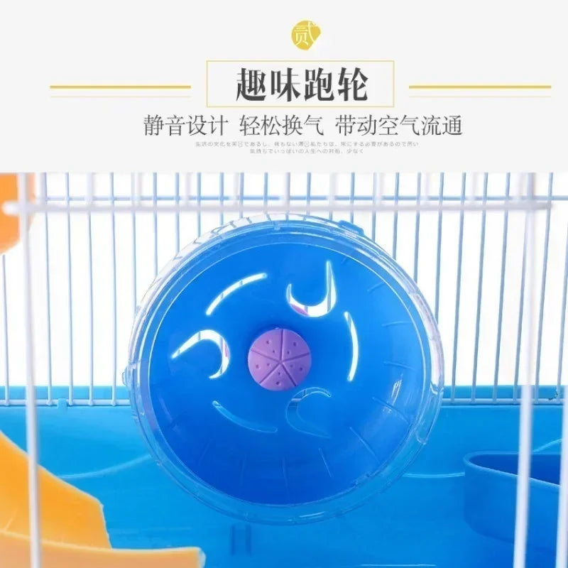 Petite cage de château pour hamster, cage extérieure pour animaux, cage portable, cage de château double couche pour hamster doré et ours.