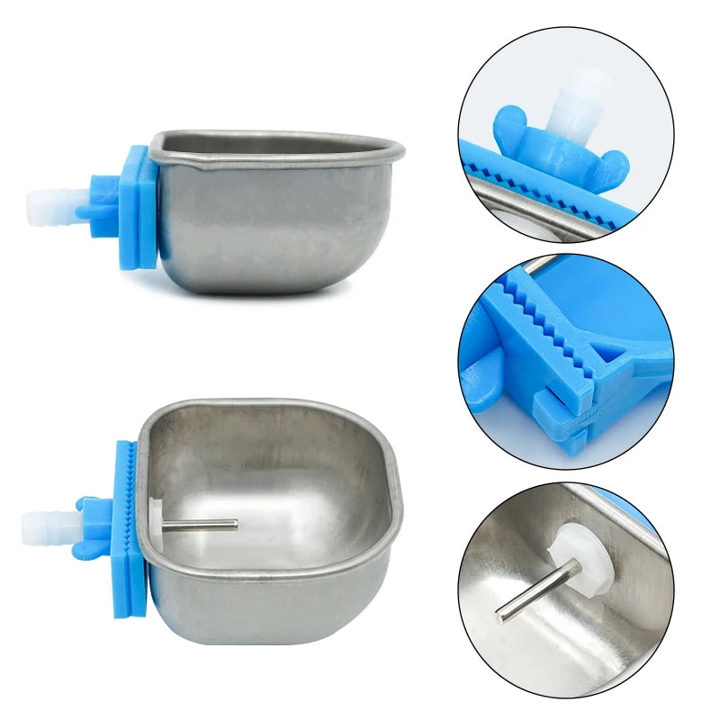4 Pcs Abreuvoir automatique pour lapin en acier inoxydable / plastique Abreuvoir pour poulet et canard de ferme Facile à installer Abreuvoirs pour animaux