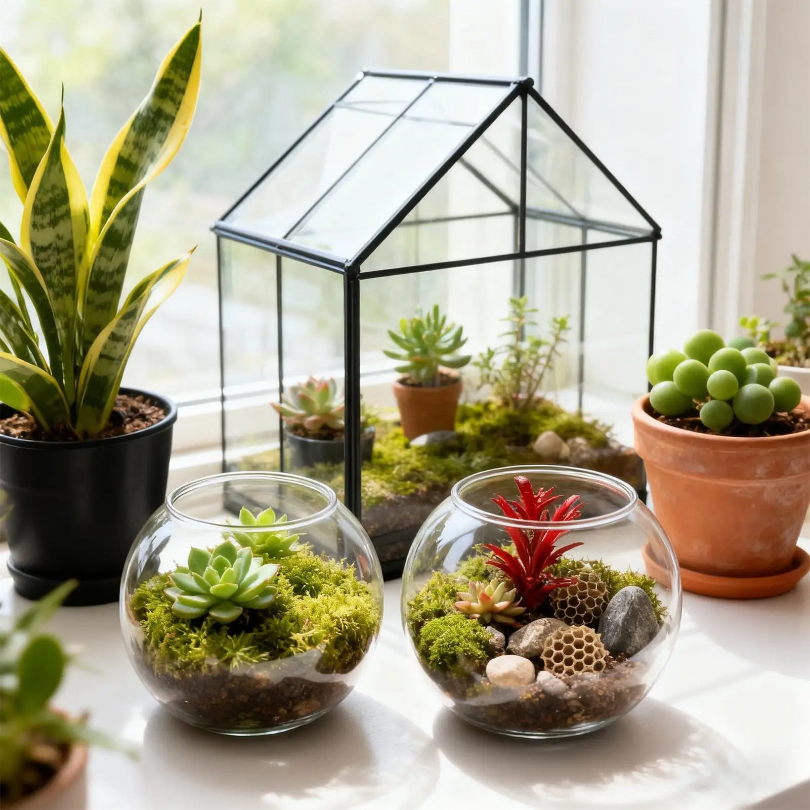 Decorative Aquarium Mini Fish Bowl Desktop Clear Landscape Fish Tank Bubble Planter Bowl For Table Centerpiece Party Decor