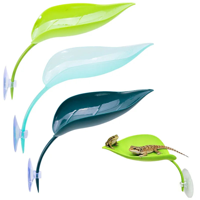 منطقة تشمس الزواحف، تراس للاستراحة، موطن للضفادع، أوراق صناعية بكوب شفط لحوض السمك، إكسسوارات لخزان الجيكو SYXZS01
