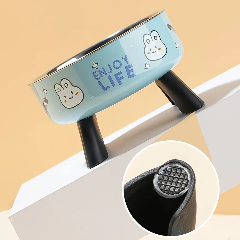 Gamelle surélevée antidérapante en acier inoxydable pour chiens et chats de petite taille - Conception anti-débordement avec motif mignon