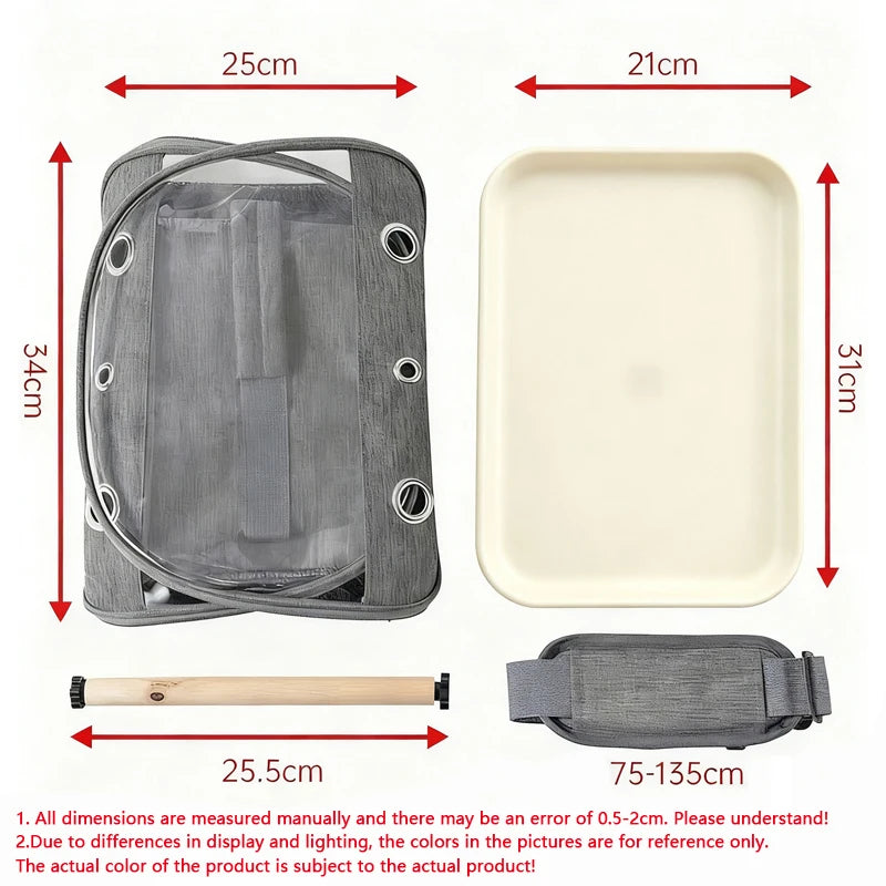 Cage de transport portable pour oiseaux avec plateau Petite cage multifonctionnelle pour perroquets Sac de transport pour oiseaux d'extérieur pour chats