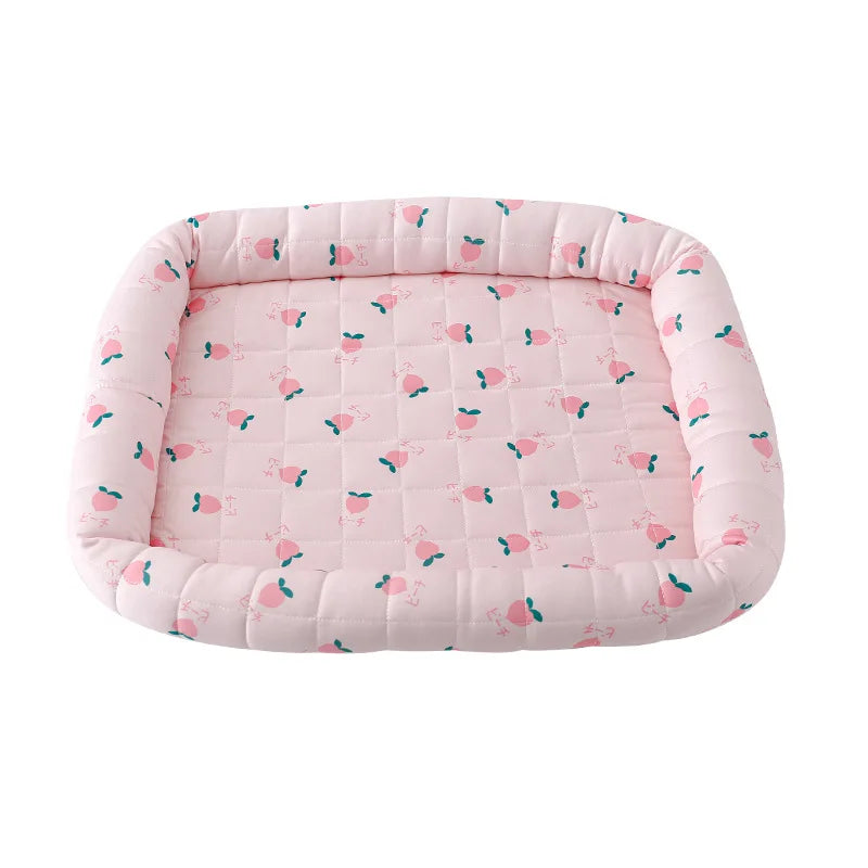 Pet Cooling Pad Ice Silk Country Style Dog Bed Comfortable Mat for Cats And Dogs Universal Summer Cooling Nest
