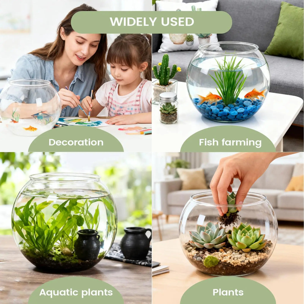 Decorative Aquarium Mini Fish Bowl Desktop Clear Landscape Fish Tank Bubble Planter Bowl For Table Centerpiece Party Decor
