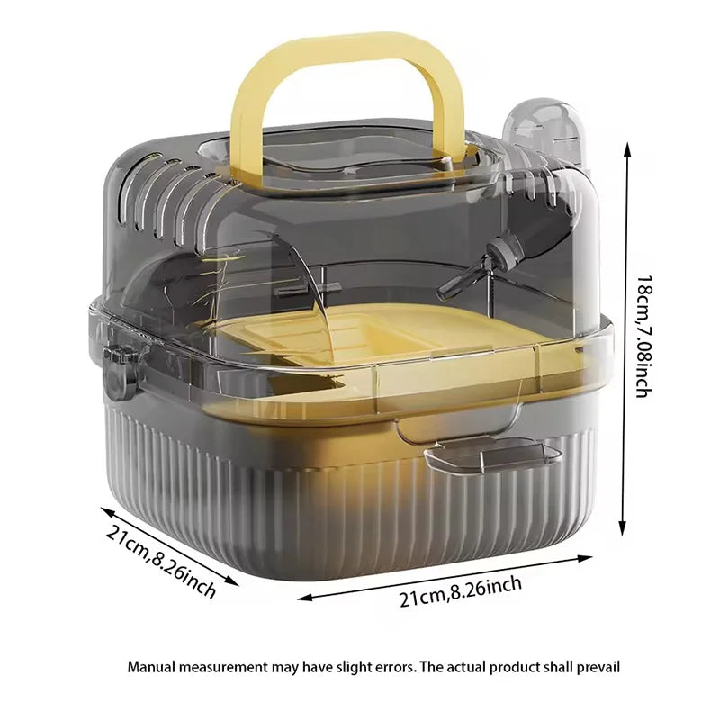 Cage de transport portable pour hamster, chinchilla, avec grande coque transparente à ouverture rapide et bouteille d'eau, boîte d'élevage pour animaux de compagnie, cochon d'Inde