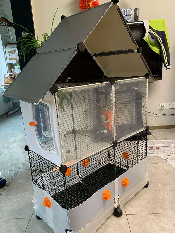 Grande Volière pour Perroquets Spacieuse Volière avec Perchoir Luxe Habitat pour Calopsittes et Perruches Design Anti-Salissures Villa pour Oiseaux