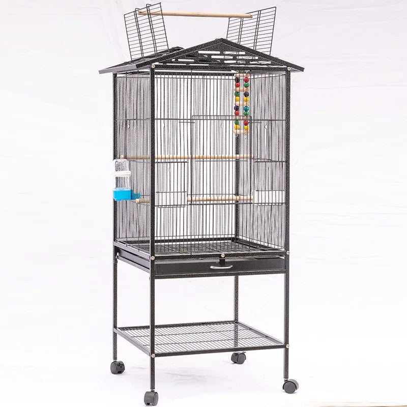 Cage à oiseaux en métal pour la maison, villa pour oiseaux ornementale, cage pour perroquet, cage métallique pour animaux de compagnie
