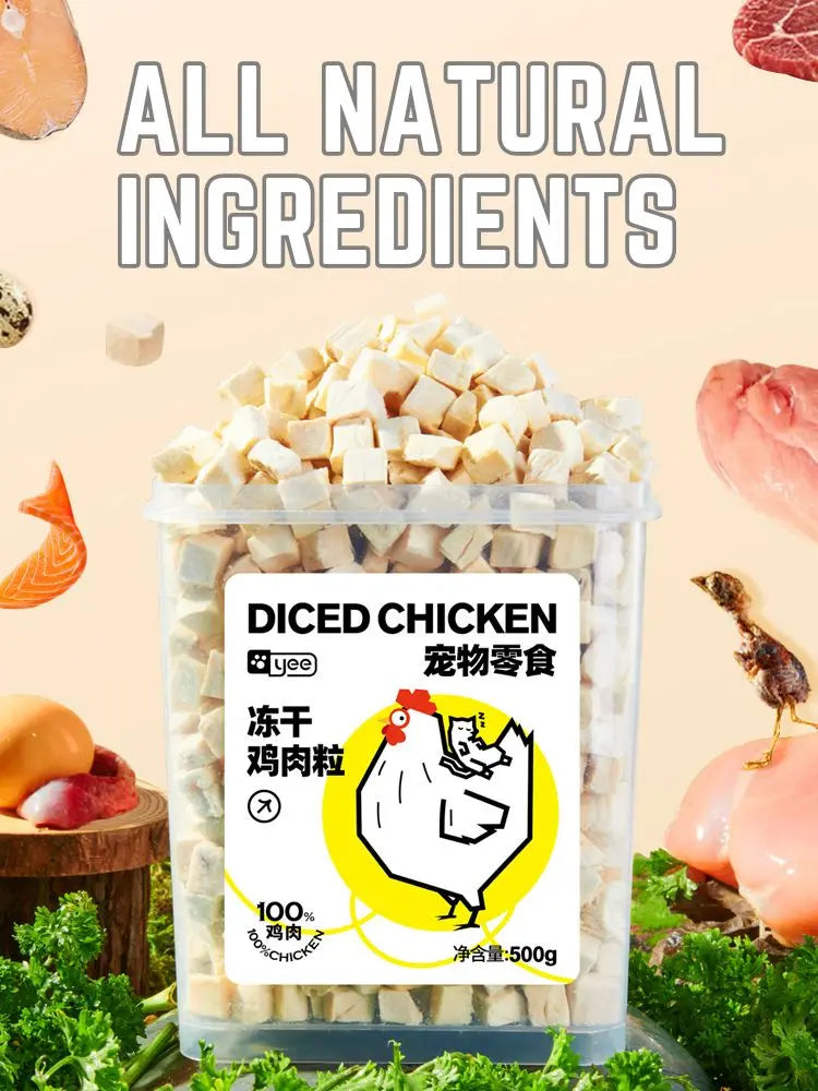 Granulés de poulet lyophilisés Seau de 500g Friandises pour animaux de compagnie lyophilisées Prix de gros d'usine pour chats 0 Ajouté Aliment pour animaux de compagnie riche en protéines
