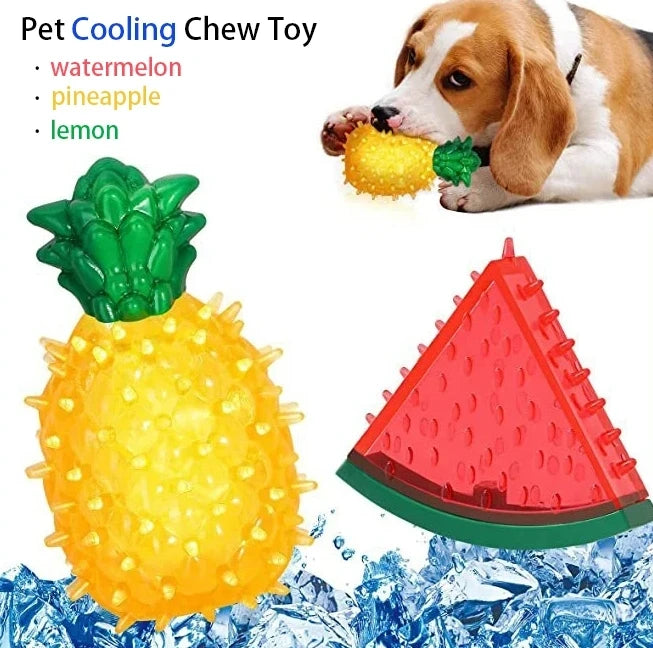 Jouet de mastication réfrigérant pour animaux de compagnie – Jouet réutilisable pour chien et chat, dentition, été, pastèque, ananas, citron, durable, glace, fruits congelés en forme de jouets