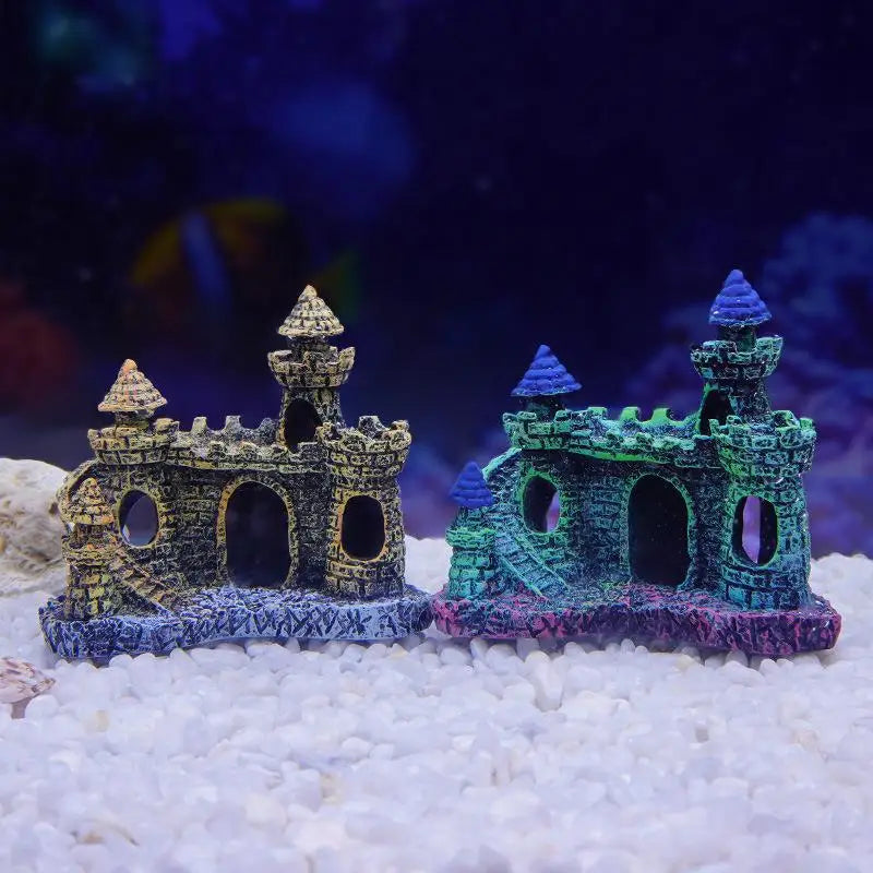 【F】1Pcs Aménagement Paysager Résine Rocaille Aquarium Rocaille Décoration de Maison Créative Forme de Château Ornements de Réservoir de Poissons Décoration