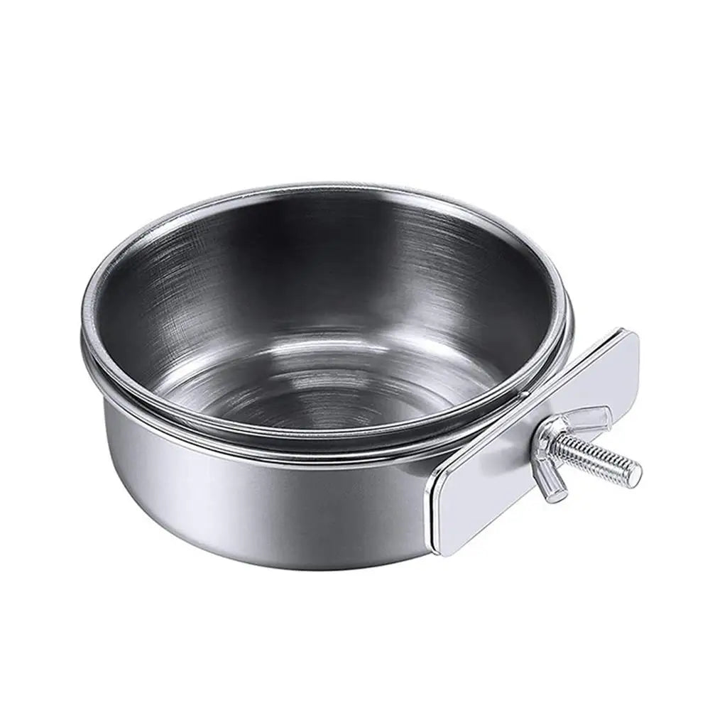 Stainless Steel Bird Bowls Parrot Feeding Bowl Cage Cup Hanging Bowl Clamp-on Water Drinker Pet Food Dish Parrot Rabbit Hamster