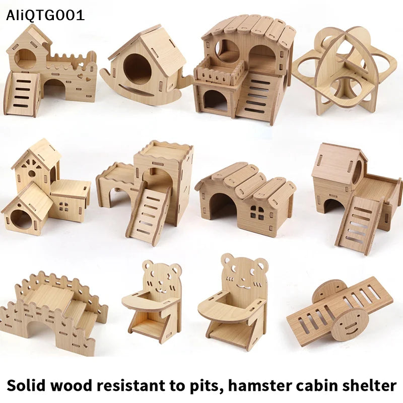Wooden Bridge Seesaw Swing Set for Hamsters Small Animal Activity Center DIY Cage Accessories Climbing Toys