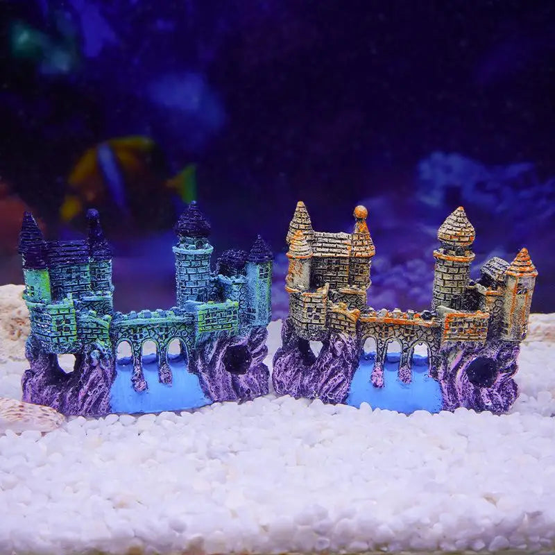 【F】1Pcs Aménagement Paysager Résine Rocaille Aquarium Rocaille Décoration de Maison Créative Forme de Château Ornements de Réservoir de Poissons Décoration