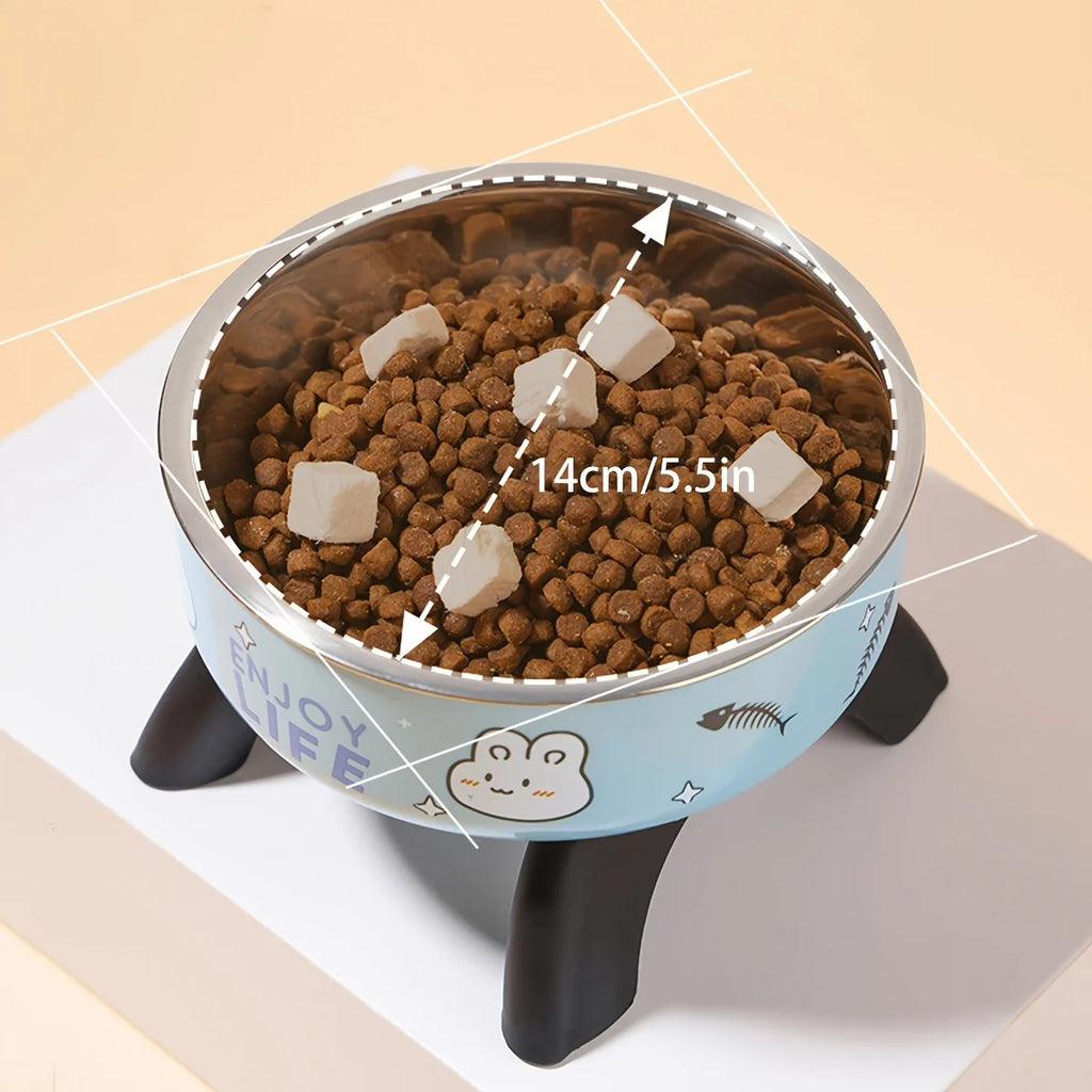 Gamelle surélevée antidérapante en acier inoxydable pour chiens et chats de petite taille - Conception anti-débordement avec motif mignon