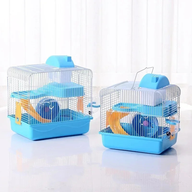 Petite cage de château pour hamster, cage extérieure pour animaux, cage portable, cage de château double couche pour hamster doré et ours.