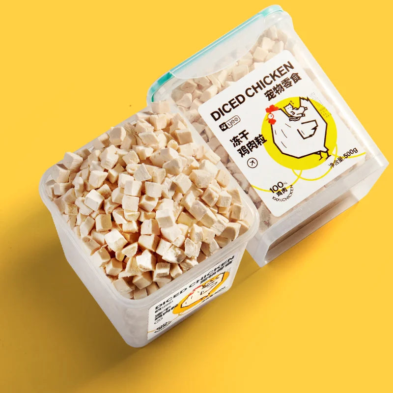 Granulés de poulet lyophilisés Seau de 500g Friandises pour animaux de compagnie lyophilisées Prix de gros d'usine pour chats 0 Ajouté Aliment pour animaux de compagnie riche en protéines