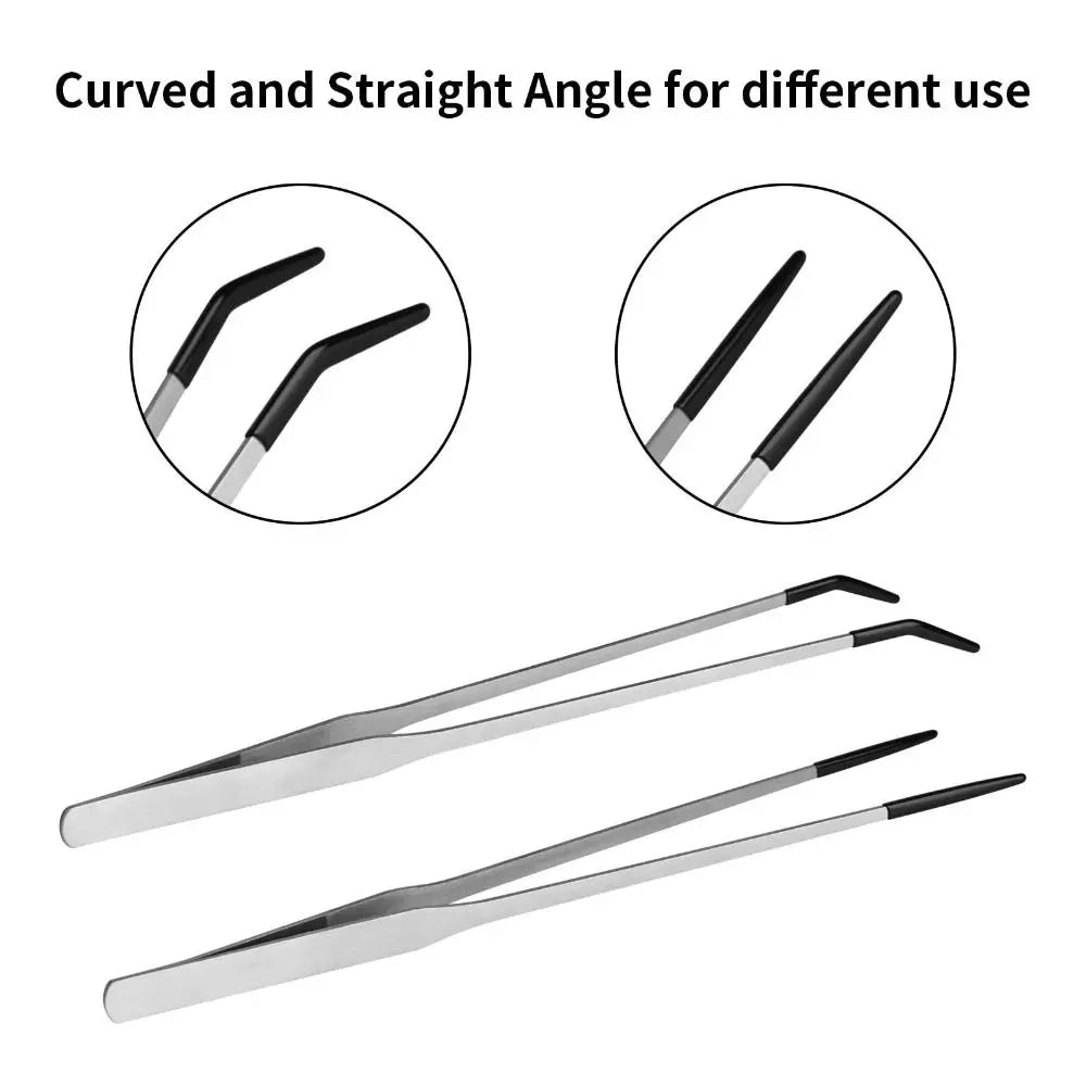 Nouvelles pinces d'alimentation pour aquarium de 27 cm en acier inoxydable, outils de clip pour aquarium, pinces d'alimentation pour reptiles, antidérapantes en caoutchouc