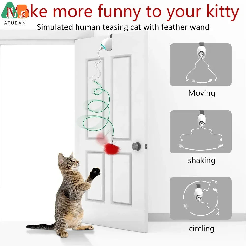 Jouet électrique pour chat à corde automatique, jouets interactifs à suspendre pour chaton, bâtons attrape-chat à mouvement aléatoire