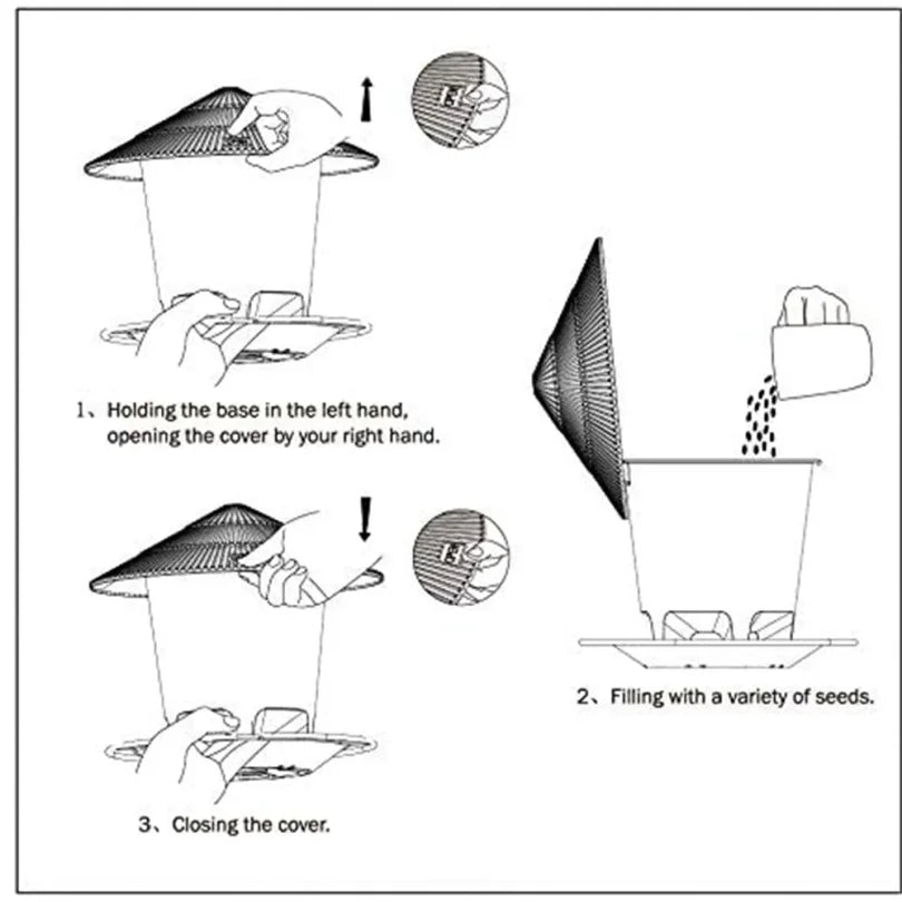 Mangeoire à oiseaux automatique, outil d'alimentation au pied, mangeoire à oiseaux extérieure suspendue, distributeur d'écrous à trous multiples, récipient alimentaire