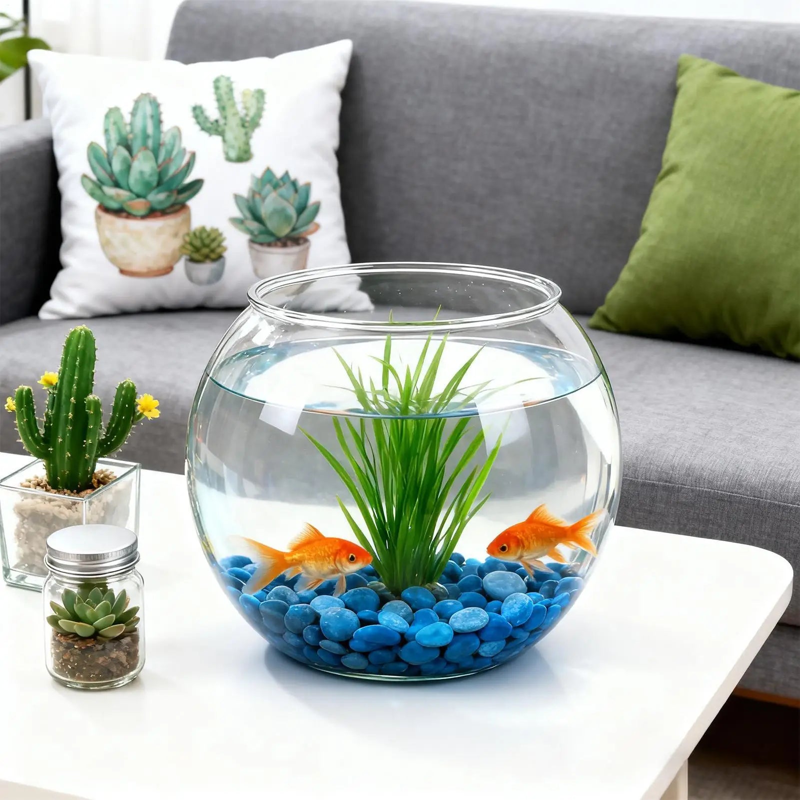 Decorative Aquarium Mini Fish Bowl Desktop Clear Landscape Fish Tank Bubble Planter Bowl For Table Centerpiece Party Decor