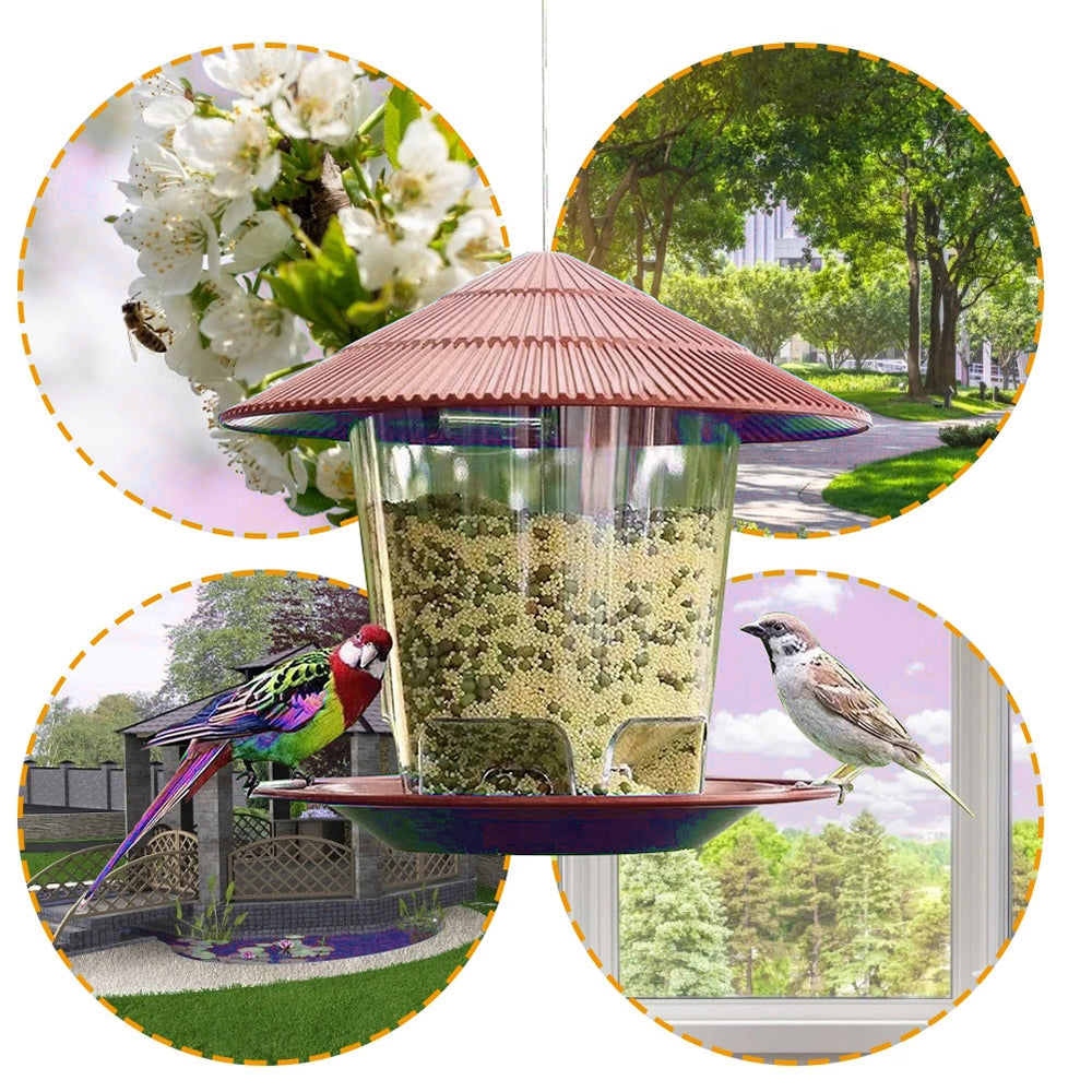 Mangeoire à oiseaux automatique, outil d'alimentation au pied, mangeoire à oiseaux extérieure suspendue, distributeur d'écrous à trous multiples, récipient alimentaire