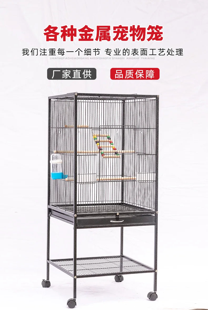Cage à oiseaux en métal pour la maison, villa pour oiseaux ornementale, cage pour perroquet, cage métallique pour animaux de compagnie