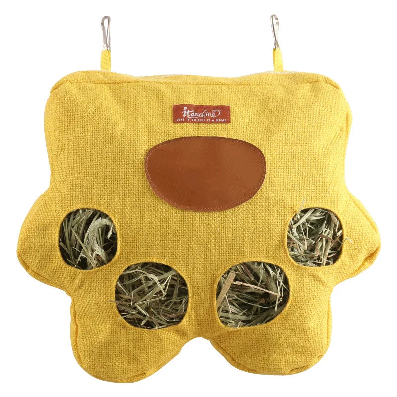 Mangeoire à foin pour lapins, à suspendre, grande capacité, anti-mastication, pour petits animaux, pochette durable, râtelier à foin pratique pour rongeurs