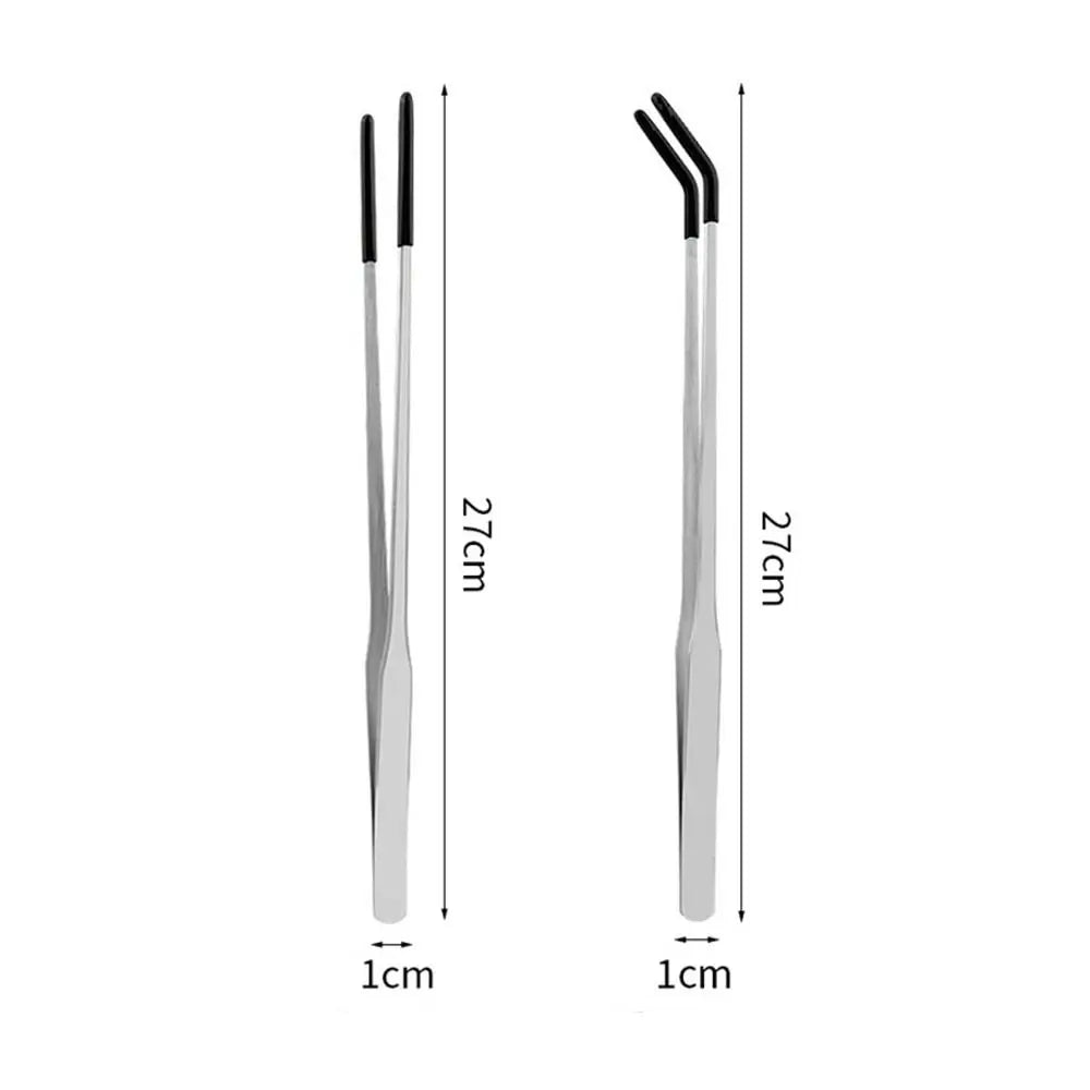 Nouvelles pinces d'alimentation pour aquarium de 27 cm en acier inoxydable, outils de clip pour aquarium, pinces d'alimentation pour reptiles, antidérapantes en caoutchouc