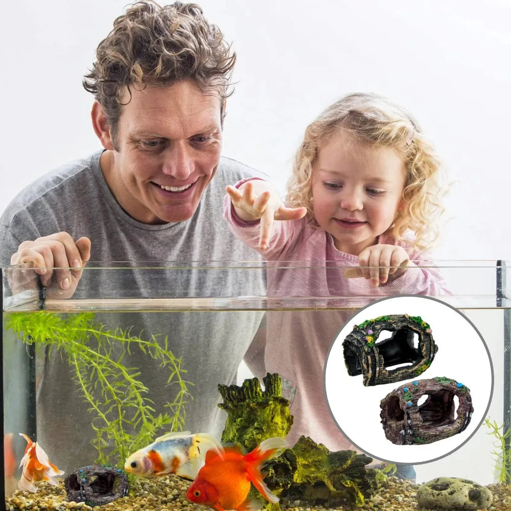 Nouvelles Fournitures d'Aquarium Décoration de Paysage d'Aquarium Grotte de Cachette pour Reptiles Simulation Petit Baril de Vin Décoration de Jardinage