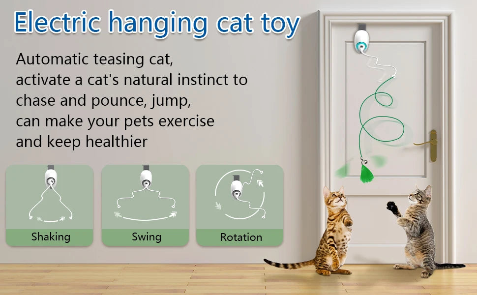 Jouet électrique pour chat à corde automatique, jouets interactifs à suspendre pour chaton, bâtons attrape-chat à mouvement aléatoire